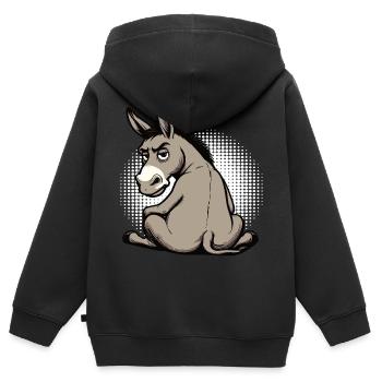 Esel Eselchen Eselhalter Muli Langohresel Muli - Kinder Premium Organic Zip Hoodie - Schwarz - Hinten - AI Model Kid Male (0cm)
