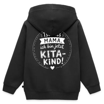 Tschüss Mama – Jetzt Kitakind! - Kinder Premium Organic Zip Hoodie - Schwarz - Hinten - AI Model Kid Male (0cm)