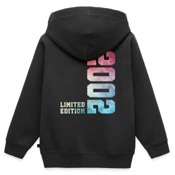 24. Geburtstag Limited Edition 2002 Jahrgang 2002 - Kinder Premium Organic Zip Hoodie - Schwarz - Hinten - AI Model Kid Male (0cm)