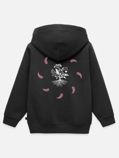Blumenwurzel & Farn - Dark Botanical - Kinder Premium Organic Zip Hoodie - Schwarz