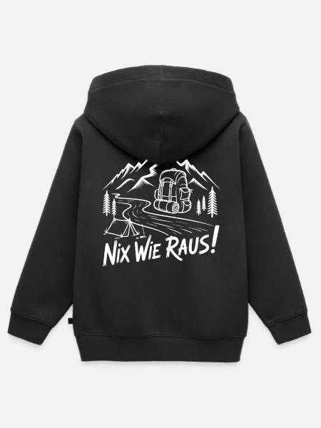 Nix wie raus Bergabenteuer - Kinder Premium Organic Zip Hoodie - Schwarz