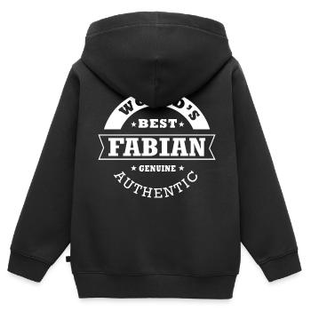 Fabian Geschenk T-Shirt personalisierter Name Fabian - Kinder Premium Organic Zip Hoodie - Schwarz - Hinten - AI Model Kid Male (0cm)