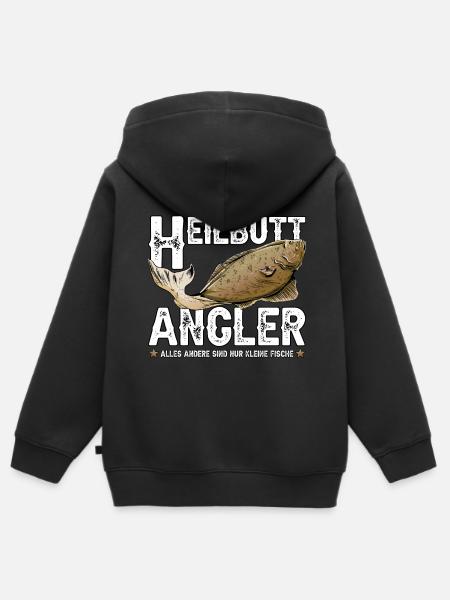 Heilbutt Angler - Kinder Premium Organic Zip Hoodie - Schwarz