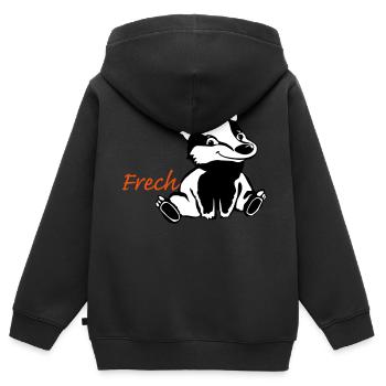 Frecher Dachs - Kinder Premium Organic Zip Hoodie - Schwarz - Hinten - AI Model Kid Male (0cm)