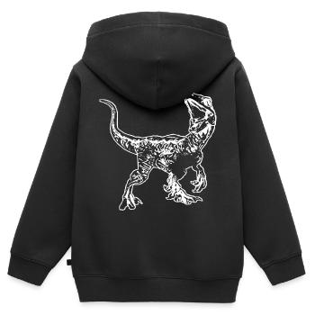 Velociraptor - Kinder Premium Organic Zip Hoodie - Schwarz - Hinten - AI Model Kid Male (0cm)