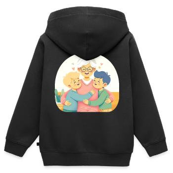 L’étreinte de joie pure de grand-mère - Sweat Premium à capuche zippé enfant bio - noir - Dos - AI Model Kid Male (0cm)
