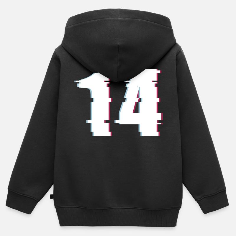 14 Quatorze nombres d’effet Déformé Numéro - Sweat Premium à capuche zippé enfant bio - noir