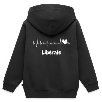 Infirmière libérale ! idée de cadeau infirmière - Sweat Premium à capuche zippé enfant bio - noir - Dos - AI Model Kid Male (0cm)