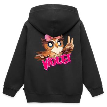 VIOLET - Schöner Mädchen Name mit süßer EULE - Kinder Premium Organic Zip Hoodie - Schwarz - Hinten - AI Model Kid Male (0cm)
