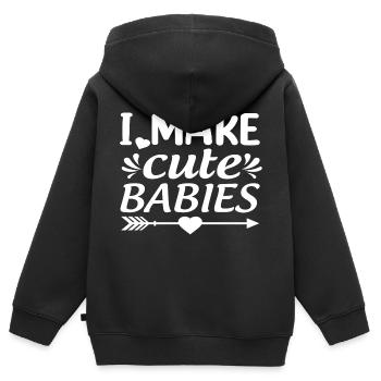 Fête des pères papa papa papa papa - Sweat Premium à capuche zippé enfant bio - noir - Dos - AI Model Kid Male (0cm)