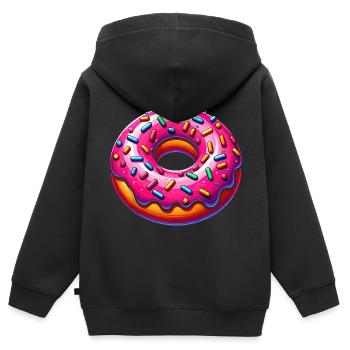 Lebendiger Donut-Genuss - Kinder Premium Organic Zip Hoodie - Schwarz - Hinten - AI Model Kid Male (0cm)