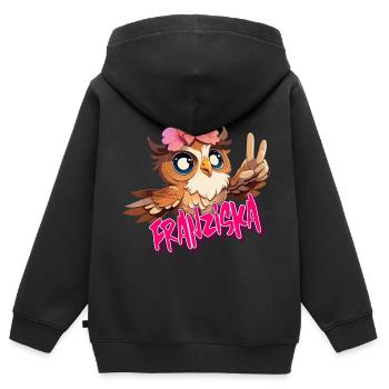 FRANZISKA - Schöner Mädchen Name mit süßer EULE - Kinder Premium Organic Zip Hoodie - Schwarz - Hinten - AI Model Kid Male (0cm)