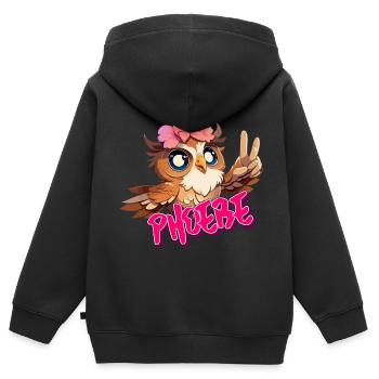 PHOEBE - Schöner Mädchen Name mit süßer EULE - Kinder Premium Organic Zip Hoodie - Schwarz - Hinten - AI Model Kid Male (0cm)