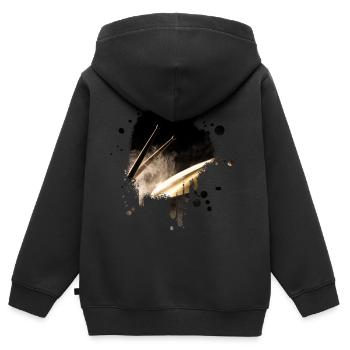 Batterie de la bande - Sweat Premium à capuche zippé enfant bio - noir - Dos - AI Model Kid Male (0cm)