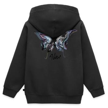 Lebendig / Schmetterling - Kinder Premium Organic Zip Hoodie - Schwarz - Hinten - AI Model Kid Male (0cm)