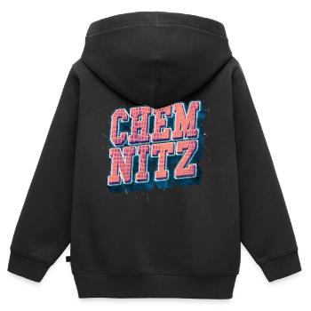 Chemnitz Deutschland Stadt Schrift Vintage Retro - Kinder Premium Organic Zip Hoodie - Schwarz - Hinten - AI Model Kid Male (0cm)