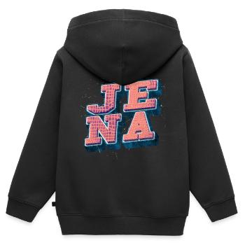 Jena Allemagne City Font Vintage Rétro - Sweat Premium à capuche zippé enfant bio - noir - Dos - AI Model Kid Male (0cm)