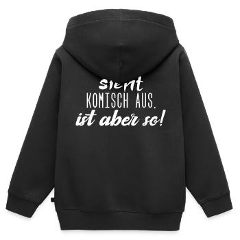 Sieht komisch aus, ist aber so! - Kinder Premium Organic Zip Hoodie - Schwarz - Hinten - AI Model Kid Male (0cm)