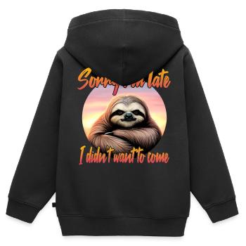 Grimmiges Faultier - Kinder Premium Organic Zip Hoodie - Schwarz - Hinten - AI Model Kid Male (0cm)