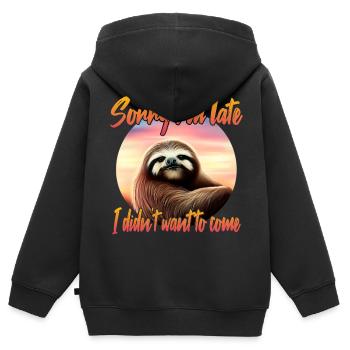 Grimmiges Faultier - Kinder Premium Organic Zip Hoodie - Schwarz - Hinten - AI Model Kid Male (0cm)