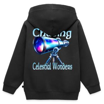 À la poursuite des merveilles célestes - Sweat Premium à capuche zippé enfant bio - noir - Dos - AI Model Kid Male (0cm)