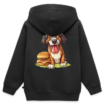 Hund Burger Hamburger Fast Food Hundeliebhaber - Kinder Premium Organic Zip Hoodie - Schwarz - Hinten - AI Model Kid Male (0cm)