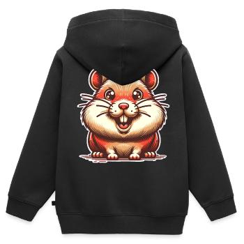 Hamster - Kinder Premium Organic Zip Hoodie - Schwarz - Hinten - AI Model Kid Male (0cm)