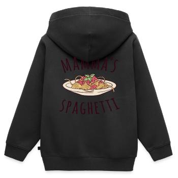 Mamma's Spaghetti - Kinder Premium Organic Zip Hoodie - Schwarz - Hinten - AI Model Kid Male (0cm)