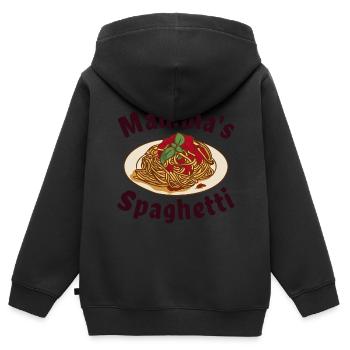 Mamma's Spaghetti - Kinder Premium Organic Zip Hoodie - Schwarz - Hinten - AI Model Kid Male (0cm)