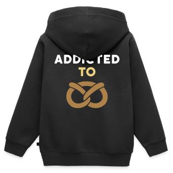 Accro au bretzel (bretzel) - Sweat Premium à capuche zippé enfant bio - noir - Dos - AI Model Kid Male (0cm)