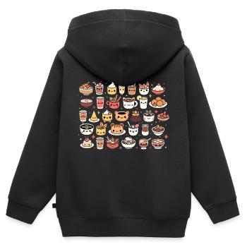 Kawaii Food Delights - Kids Premium Organic Zip-up Hoodie - black - Back - AI Model Kid Male (0cm)