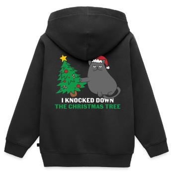 Katzen Geschenk- Weihnachten Geschenk Katze - Kinder Premium Organic Zip Hoodie - Schwarz - Hinten - AI Model Kid Male (0cm)