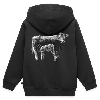 Cow with calf - Kids Premium Organic Zip-up Hoodie - black - Back - AI Model Kid Male (0cm)