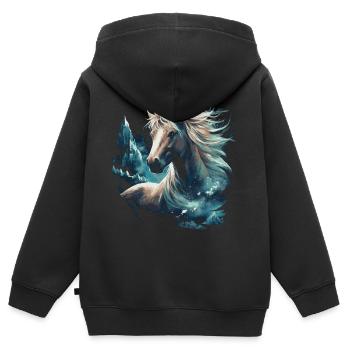 Icelandic Horse Fantasy - Kids Premium Organic Zip-up Hoodie - black - Back - AI Model Kid Male (0cm)