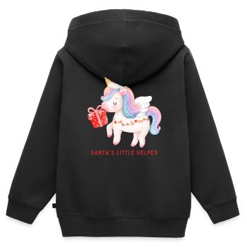 Santas Little Helper - Kids Premium Organic Zip-up Hoodie - black - Back - AI Model Kid Male (0cm)