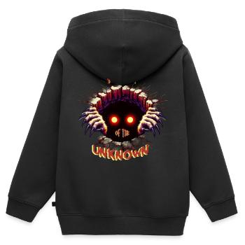 Angst vor dem Unbekannten - Kinder Premium Organic Zip Hoodie - Schwarz - Hinten - AI Model Kid Male (0cm)