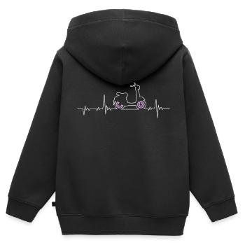 Motorroller Herzschlag - Kinder Premium Organic Zip Hoodie - Schwarz - Hinten - AI Model Kid Male (0cm)