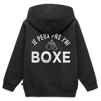 J peux pas j ai boxe Cadeau cool boxe - Sweat Premium à capuche zippé enfant bio - noir - Dos - AI Model Kid Male (0cm)