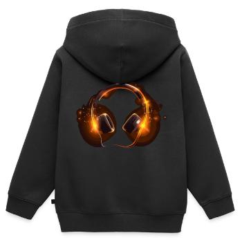 Headphones - Kinder Premium Organic Zip Hoodie - Schwarz - Hinten - AI Model Kid Male (0cm)