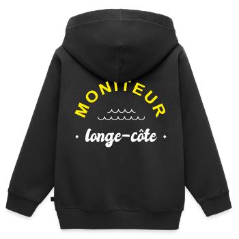 moniteur longe cote coach longe-côte - Sweat Premium à capuche zippé enfant bio - noir - Dos - AI Model Kid Male (0cm)