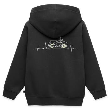 Mofa Herzschlag - Kinder Premium Organic Zip Hoodie - Schwarz - Hinten - AI Model Kid Male (0cm)
