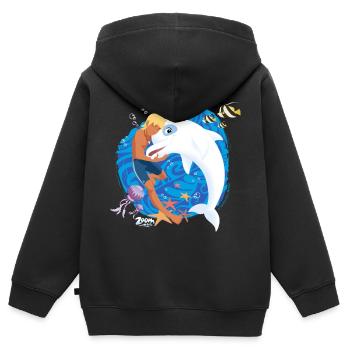 Zoom Der Weiße Delfin Yann & Zoom Beste Freunde - Kinder Premium Organic Zip Hoodie - Schwarz - Hinten - AI Model Kid Male (0cm)