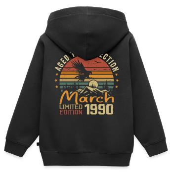 Die Legenden wurden im März 1990 geboren Vintage Retro - Kinder Premium Organic Zip Hoodie - Schwarz - Hinten - AI Model Kid Male (0cm)