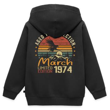 Die Legenden wurden im März 1974 geboren Vintage Retro - Kinder Premium Organic Zip Hoodie - Schwarz - Hinten - AI Model Kid Male (0cm)