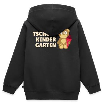 Teddy Tschüss Kindergarten - Kinder Premium Organic Zip Hoodie - Schwarz - Hinten - AI Model Kid Male (0cm)