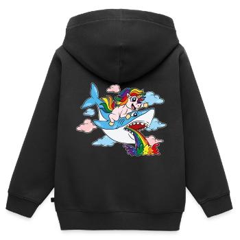Trans Pride Shark CSD Licorne LGBTQ - Sweat Premium à capuche zippé enfant bio - noir - Dos - AI Model Kid Male (0cm)