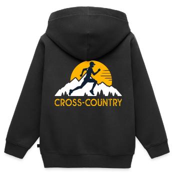 Cross-Country-Läuferlauf - Kinder Premium Organic Zip Hoodie - Schwarz - Hinten - AI Model Kid Male (0cm)