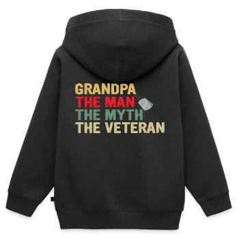 OPA MAN MASS LEGENDE - Kinder Premium Organic Zip Hoodie - Schwarz - Hinten - AI Model Kid Male (0cm)