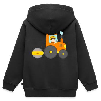 Bauer Traktor mit Walze Bauernhof Kind - Kinder Premium Organic Zip Hoodie - Schwarz - Hinten - AI Model Kid Male (0cm)