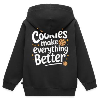 Cookies Cookie Keks Kekse Schokolade - Kinder Premium Organic Zip Hoodie - Schwarz - Hinten - AI Model Kid Male (0cm)